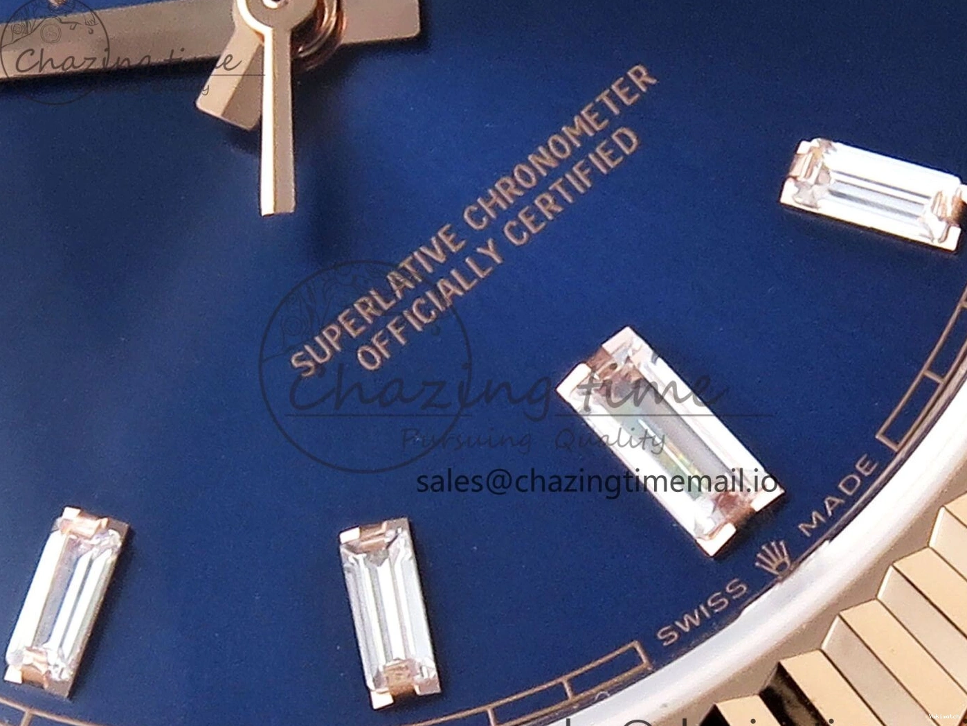 President Markers 228235 Edition Dial on Best Date Blue Bracelet Day VR2836 Diamonds Bezel QF Crystal 40 RG 1:1 0520